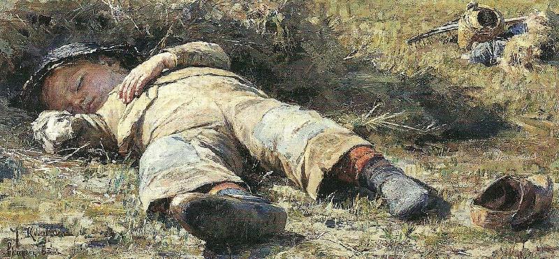 johan krouthen sovende dreng Spain oil painting art